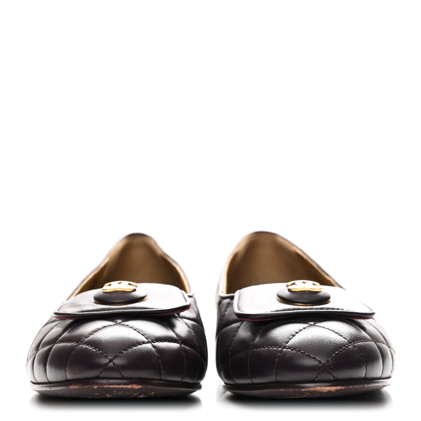 Lambskin Quilted CC Ballerina Flats 41 Dark Purple