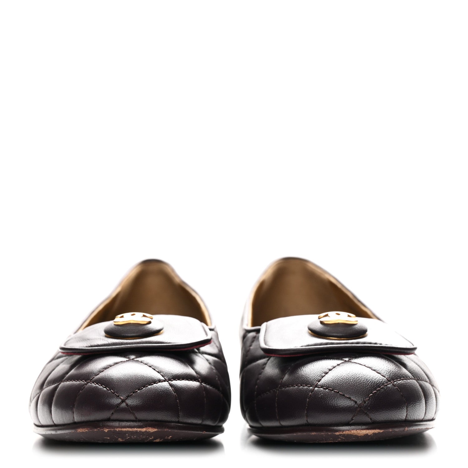 Chanel Lambskin Quilted CC Ballerina Flats 41 Dark Purple 3 of 11