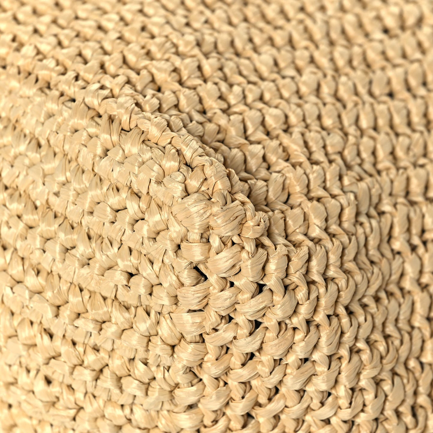 Yarn Raffia Effect Crochet Embroidered Logo Tote Naturale