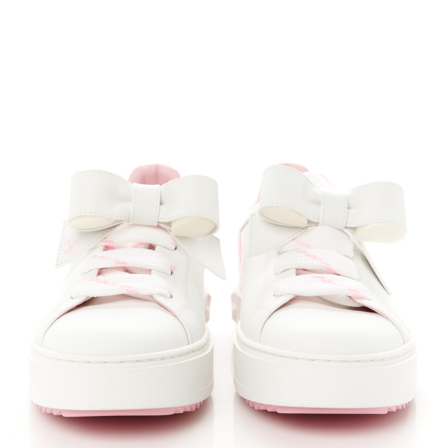 Louis Vuitton Calfskin Time Out Bow Sneakers 39 White Pink 2 of 8