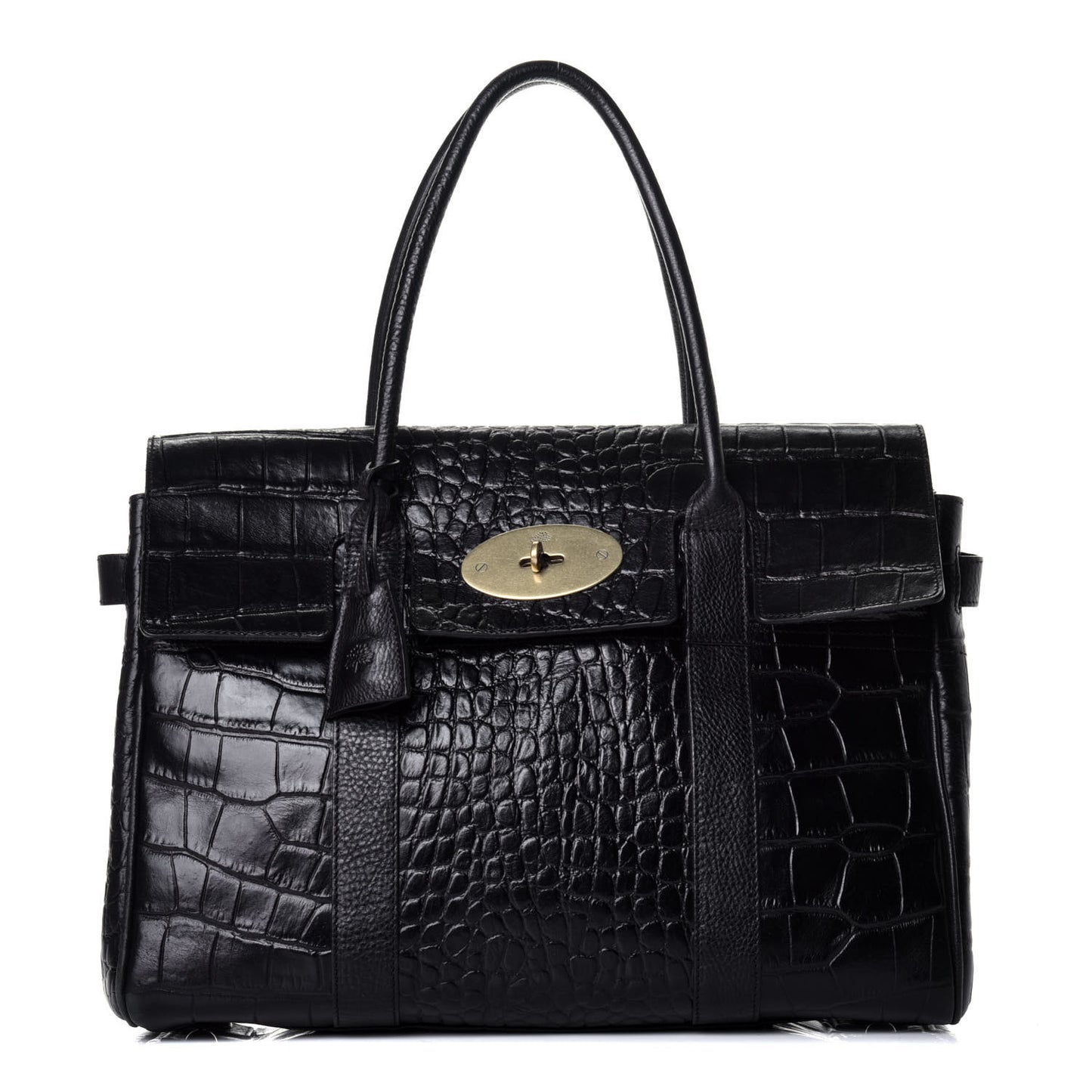 Calfskin Crocodile Embossed Bayswater Black