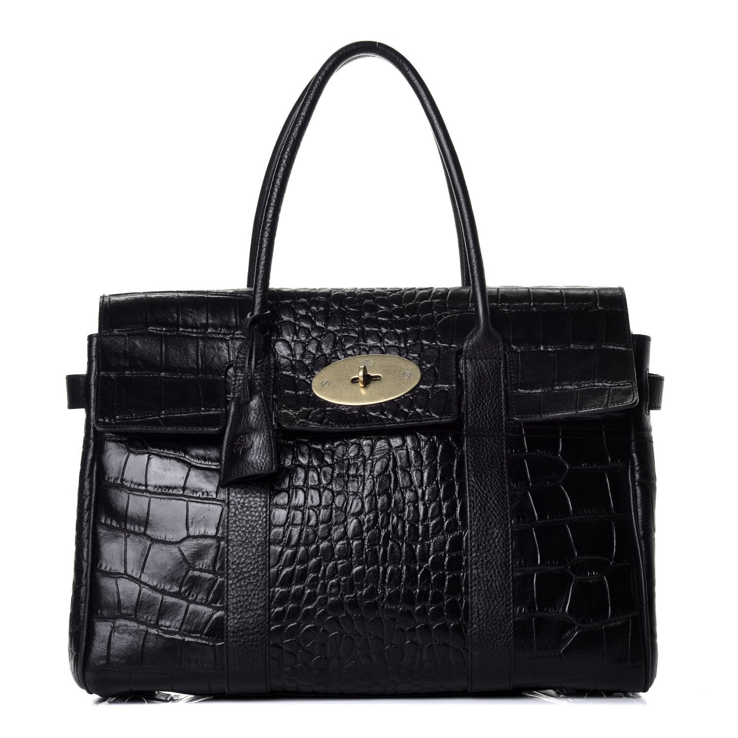 Mulberry Calfskin Crocodile Embossed Bayswater Black 1 of 8