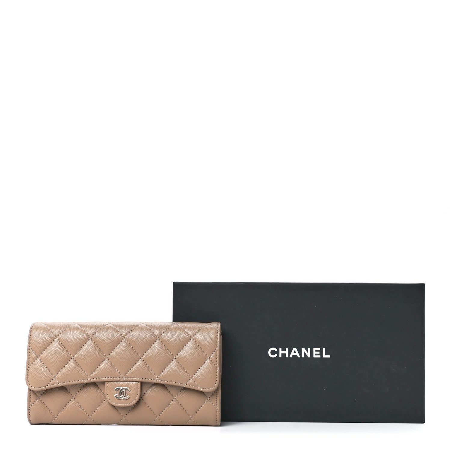 Chanel Caviar Quilted Large Gusset Flap Wallet Beige 12 of 12