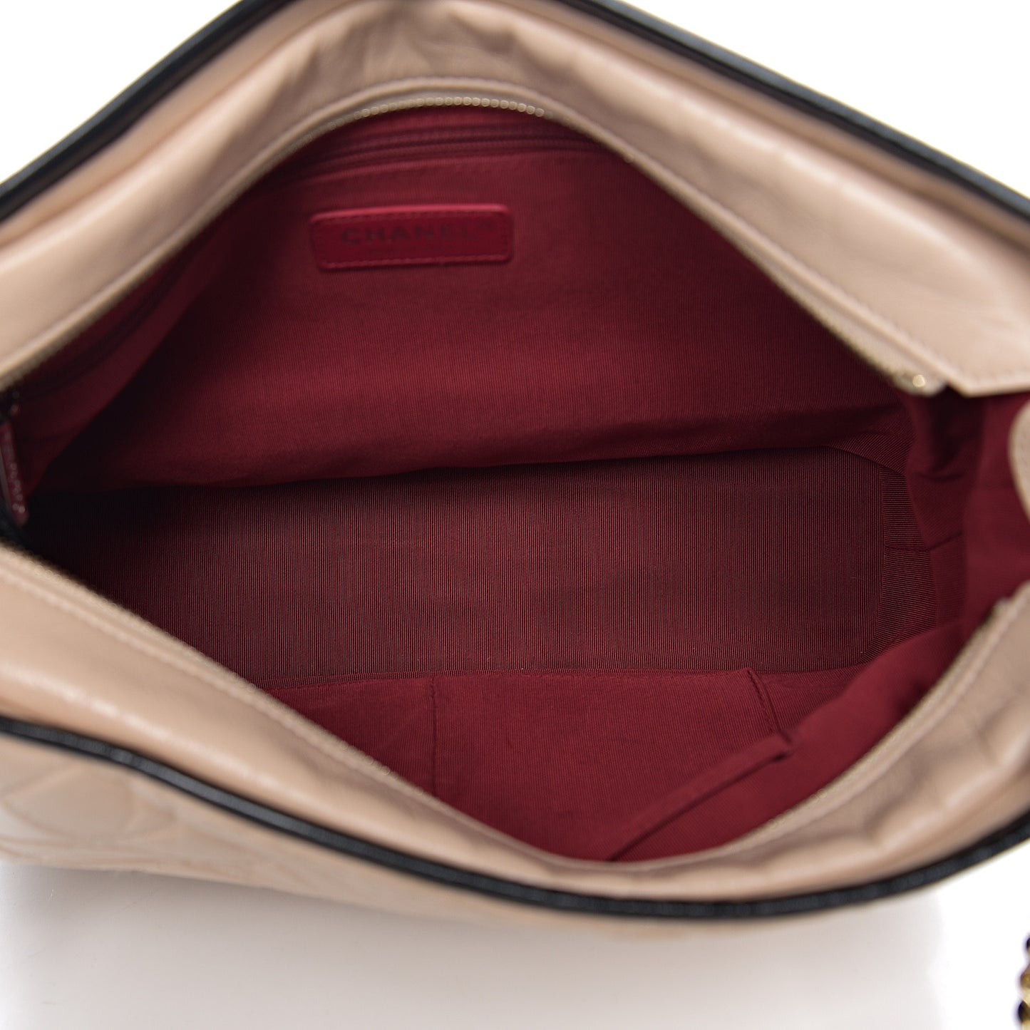 Aged Calfskin Quilted Large Gabrielle Hobo Beige Black