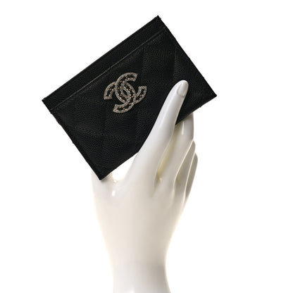 Chanel Caviar Quilted Crystal Card Holder Black 2 of 8