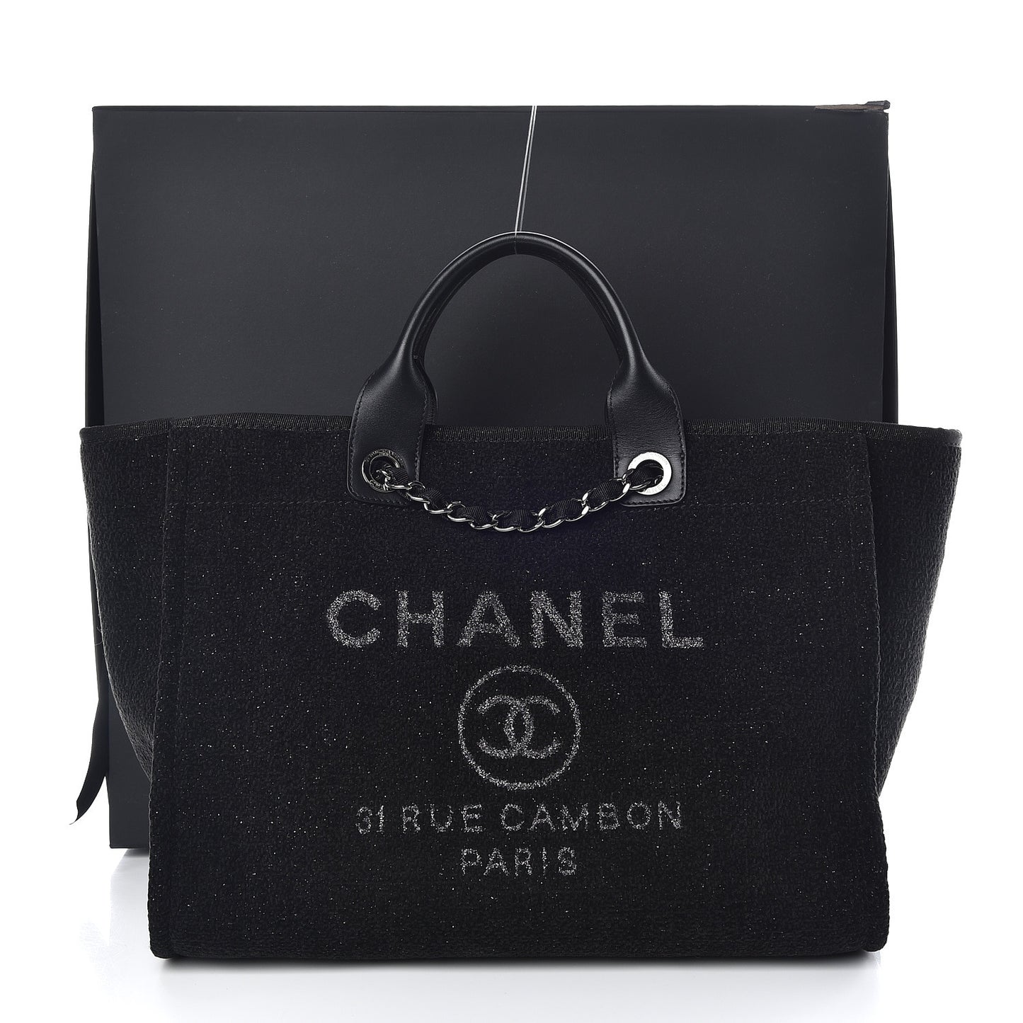 Lurex Boucle Medium Deauville Tote Black