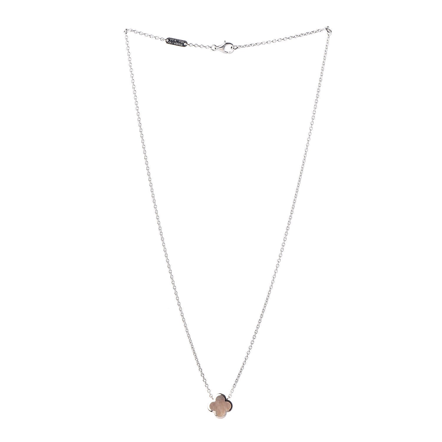 Van Cleef & Arpels 18K White Gold Gray Mother of Pearl Pure Alhambra Pendant Necklace 3 of 6