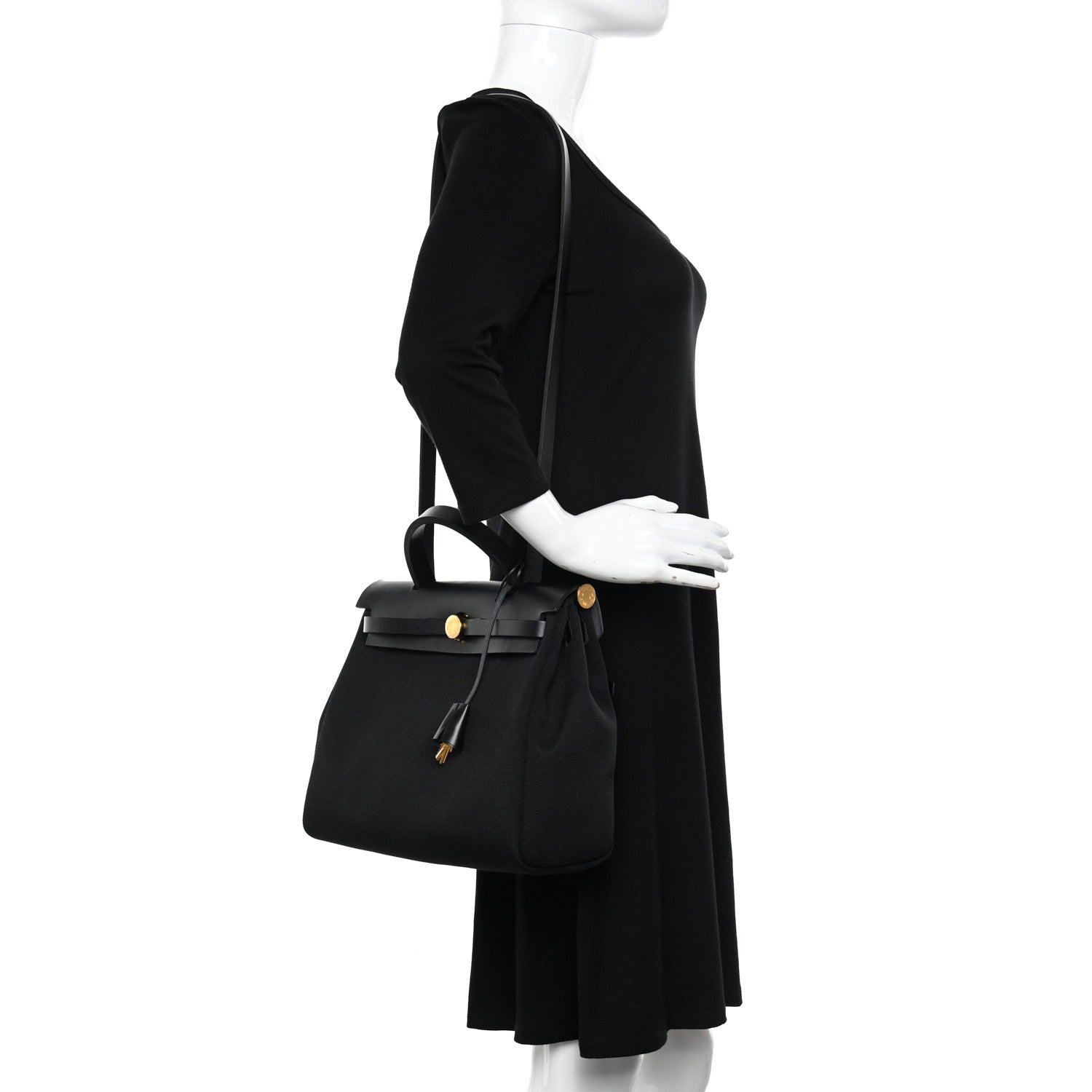 Hermes Military Toile Vache Hunter Herbag Zip PM 31 Black 2 of 13