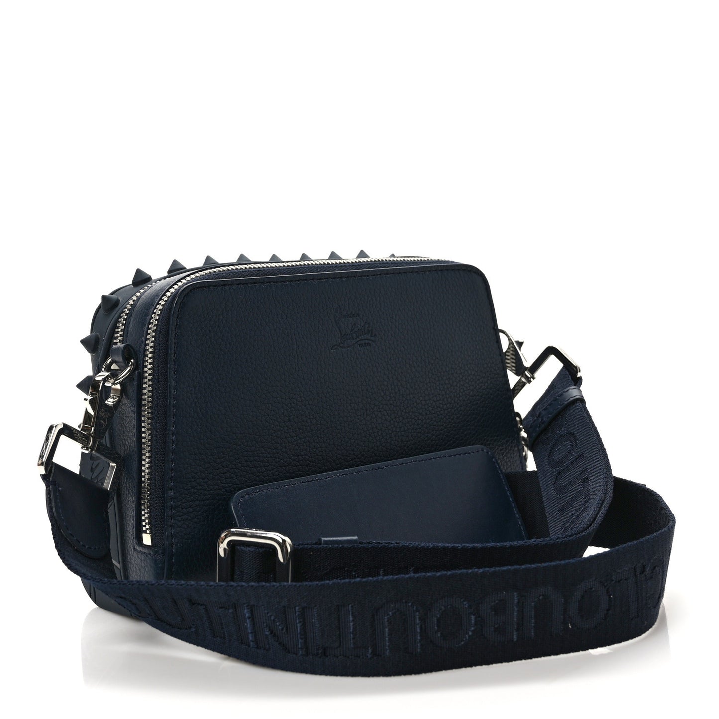Empire Calfskin Gomme Spikes Loubitown Crossbody Loubi Navy