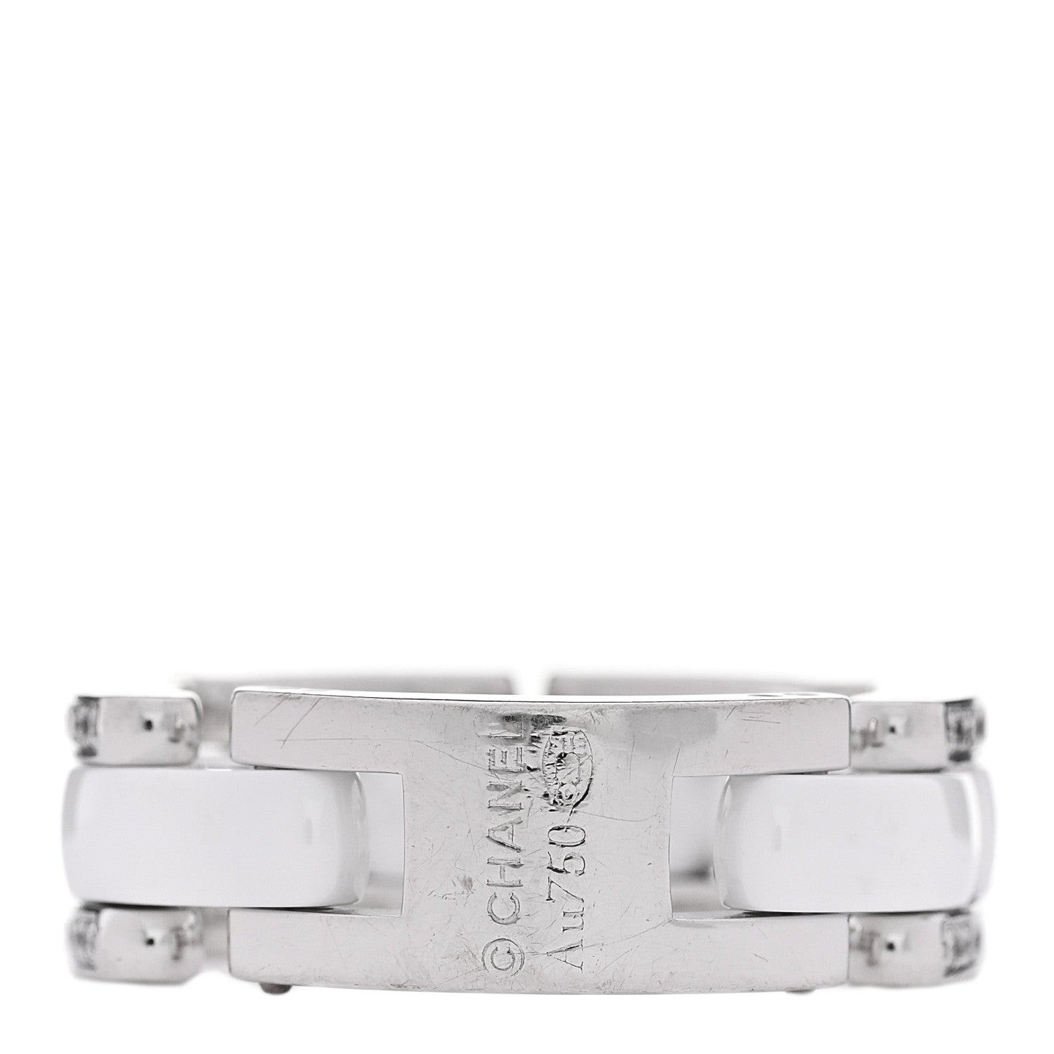 Chanel 18K White Gold Ceramic Diamond Medium Ultra Ring White 50 5.5 3 of 4