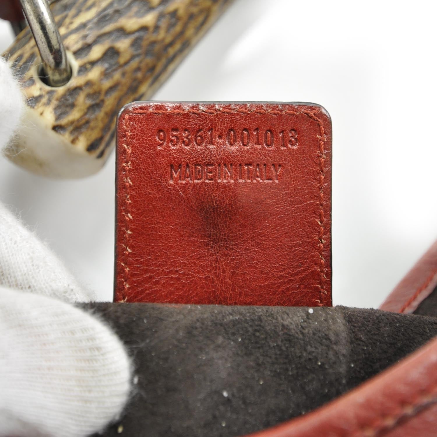 Saint Laurent Leather Mombasa Horn Bag Red 8 of 9