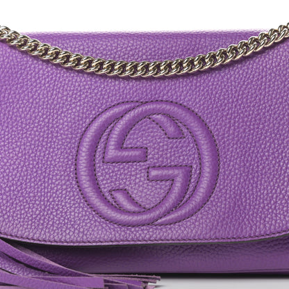 Gucci Pebbled Calfskin Medium Soho Flap Crossbody Shine Purple 8 of 11
