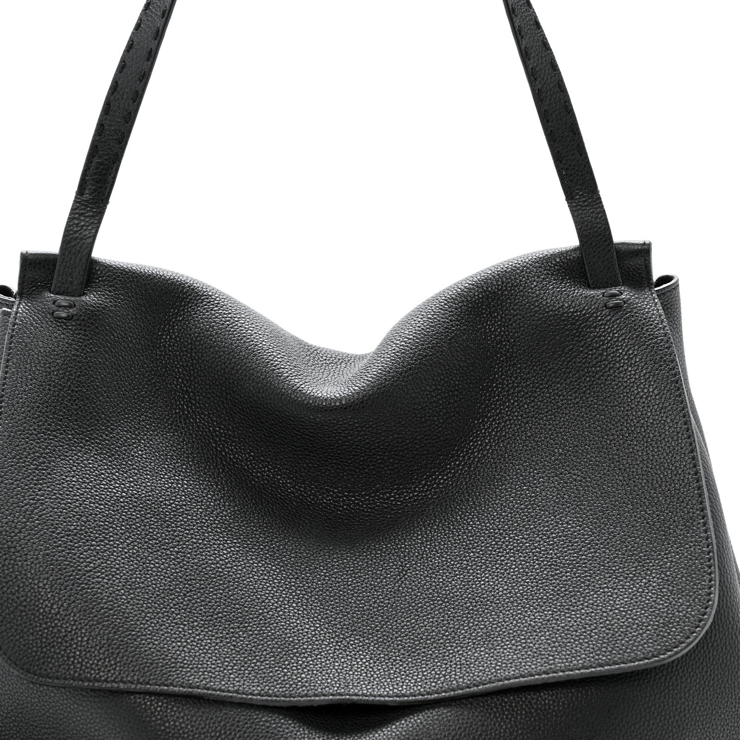 Grained Calfskin Top Handle 14 Bag Black