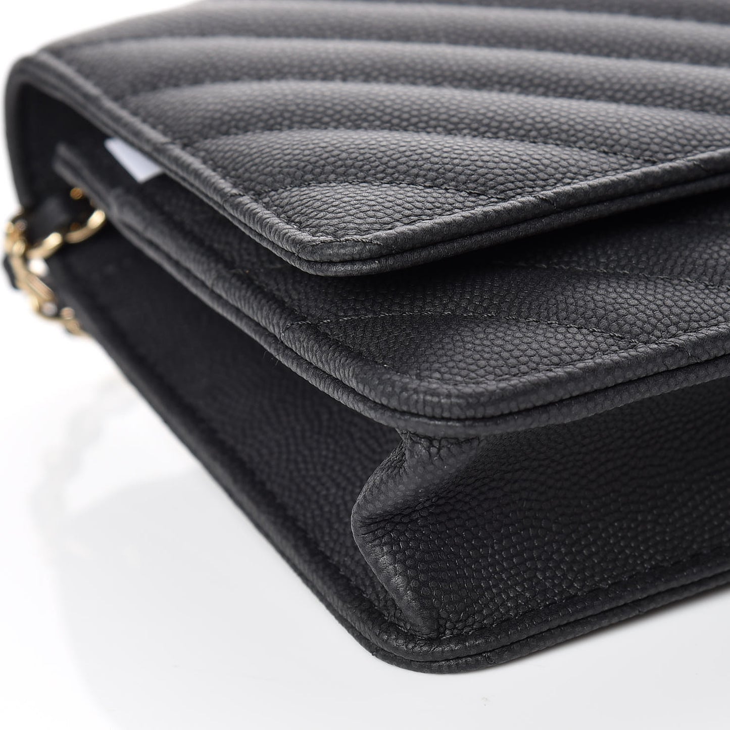 Caviar Chevron Quilted Wallet On Chain WOC Black