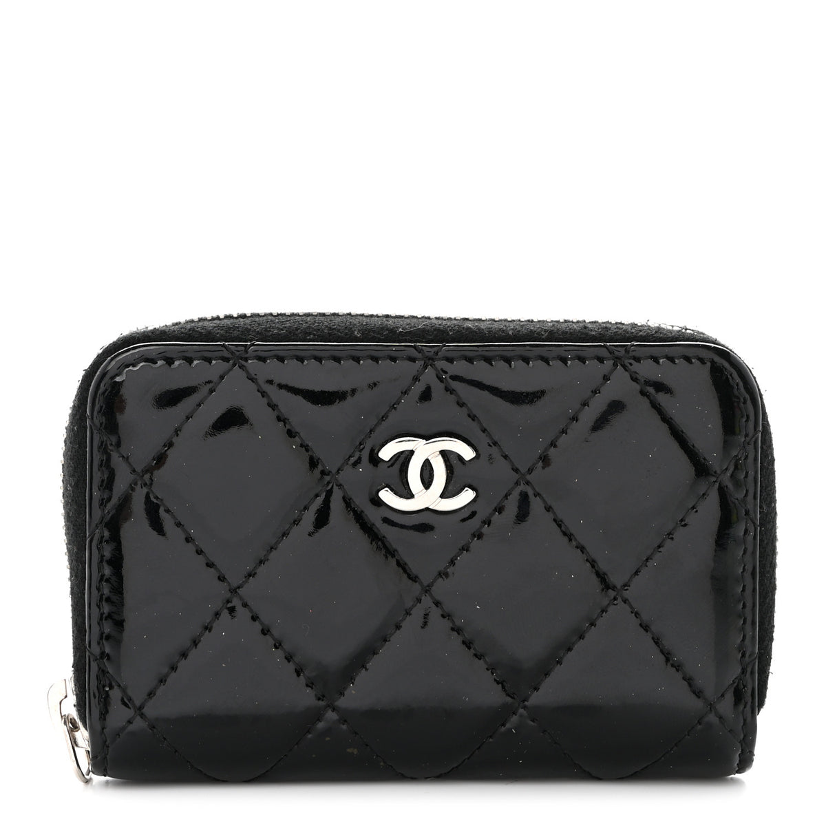 Chanel Patent Calfskin Quilted Zip Coin Purse Black 1 of 8