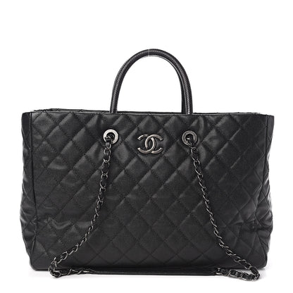 Chanel Caviar Lizard Quilted Large Coco Handle Shopping Tote Black 1 of 14