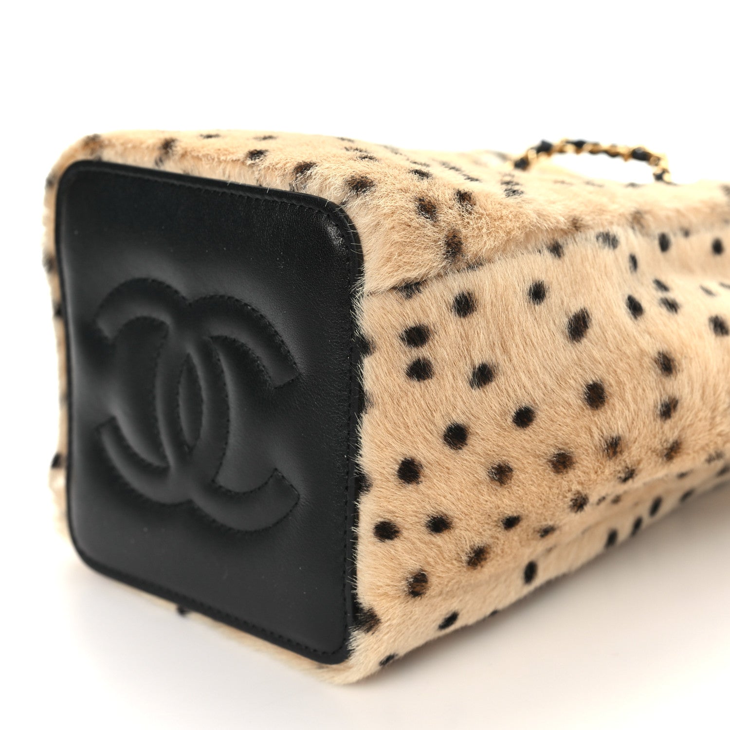 Chanel Pony Hair Cheetah Printed CC Chain Bucket Bag Light Beige Black 16 of 20