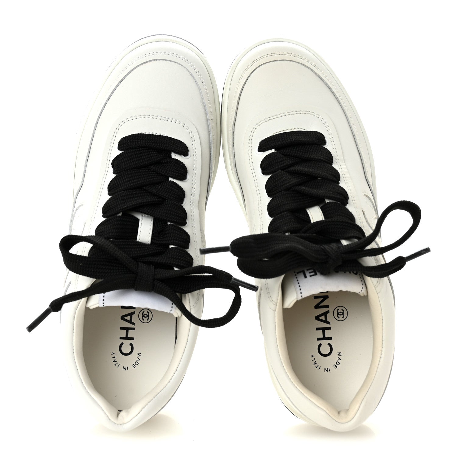 Chanel Calfskin CC Womens Sneakers 36 White Black 2 of 11