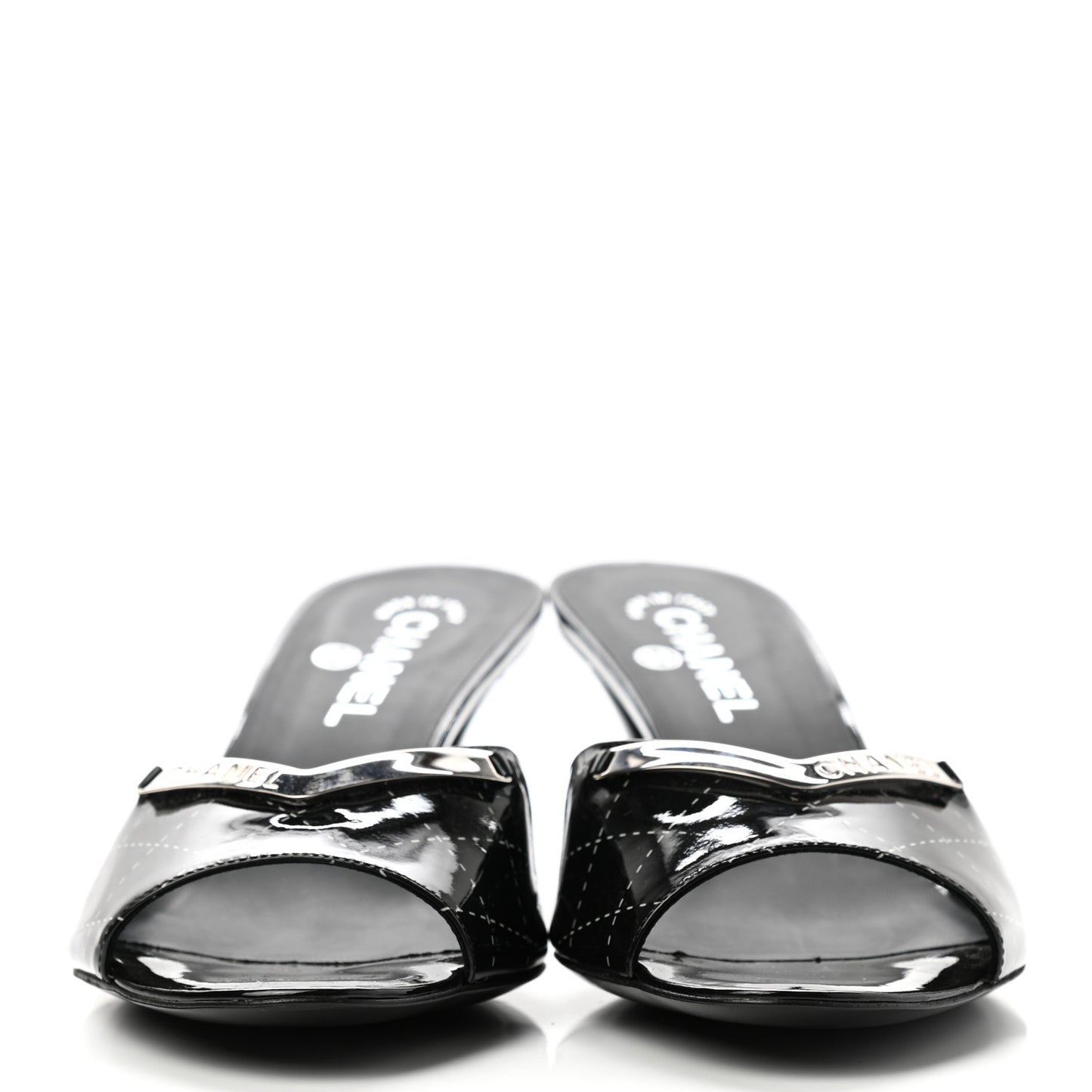 Patent Printed Mule Sandals 41 Black