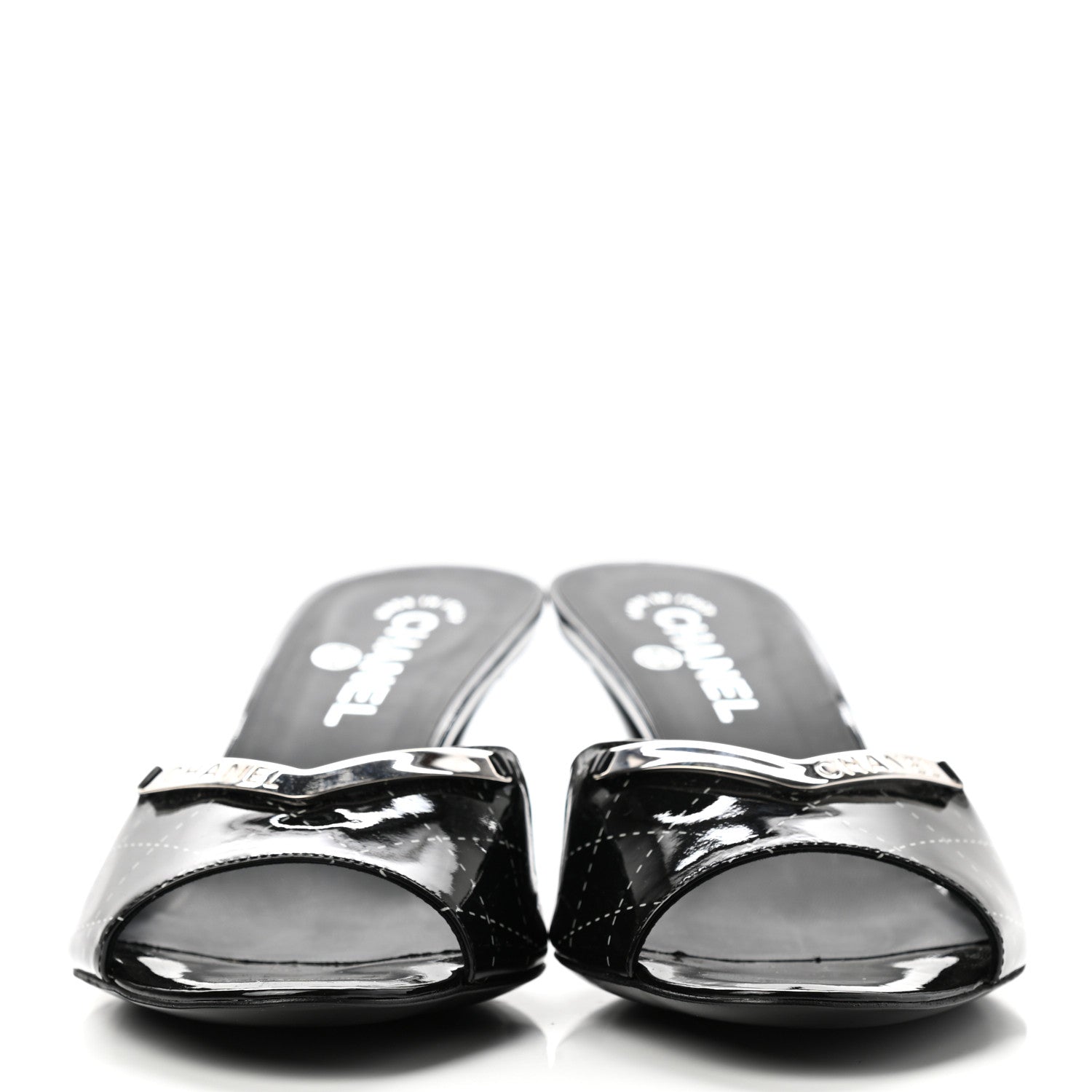 Chanel Patent Printed Mule Sandals 41 Black 3 of 8