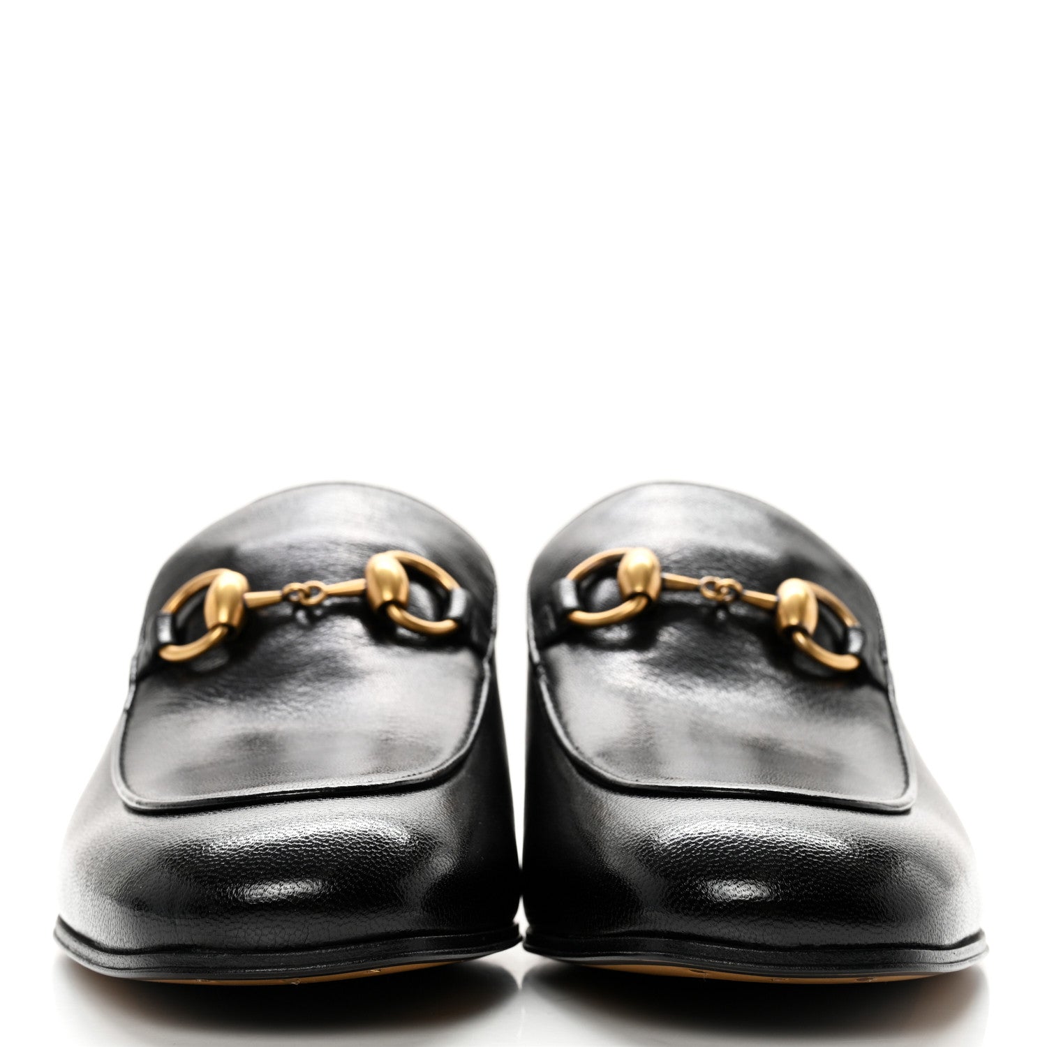 Gucci Goatskin Womens Horsebit Mid-Heel Loafers 38 Black 2 of 12