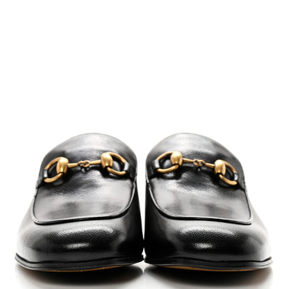Gucci Goatskin Womens Horsebit Mid-Heel Loafers 38 Black 2 of 12