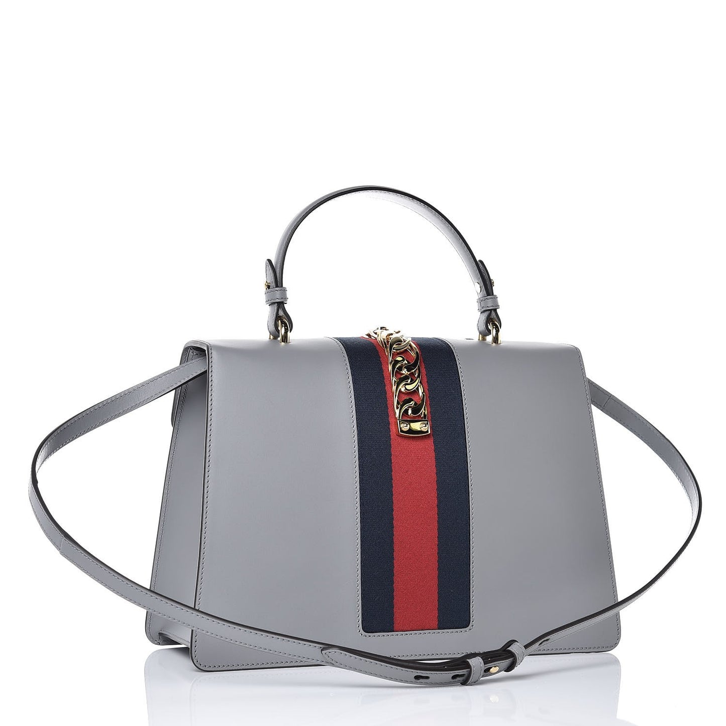 Calfskin Emboridered Medium Sylvie Top Handle Bag Deep Grey Multicolor