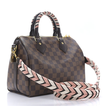 Louis Vuitton Damier Ebene Braided Speedy Bandouliere 25 Pink 3 of 8