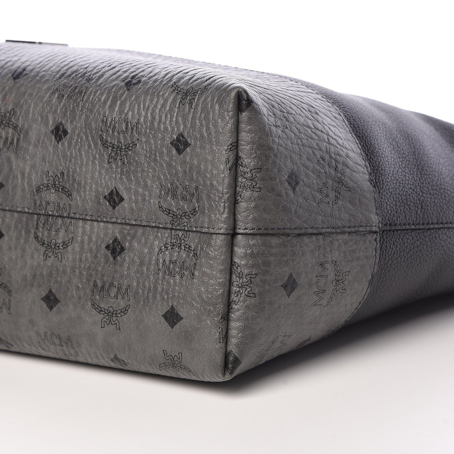 MCM Calfskin Visetos Anya Shopper Tote Black 9 of 9