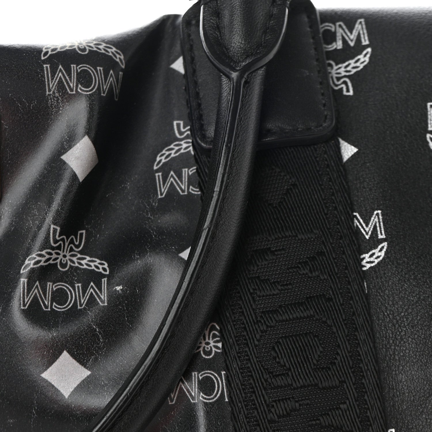 MCM Visetos Large Traveler Weekender Duffle Bag Black White 15 of 18