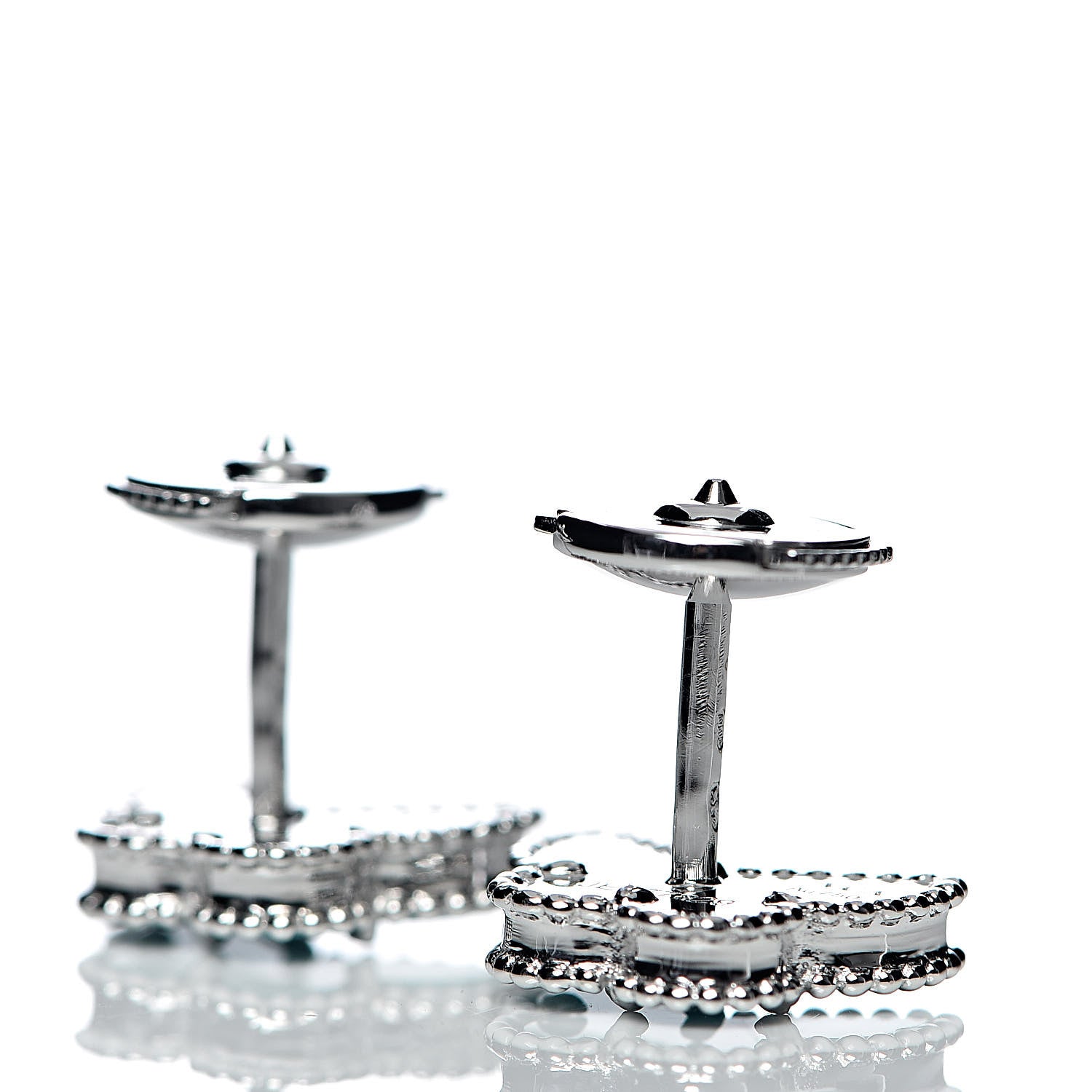 Van Cleef & Arpels 18K White Gold Turquoise Sweet Alhambra Butterfly Earrings 4 of 4