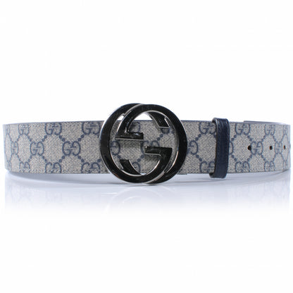 Gucci GG Plus Monogram Belt 90 36 Navy Blue 1 of 6