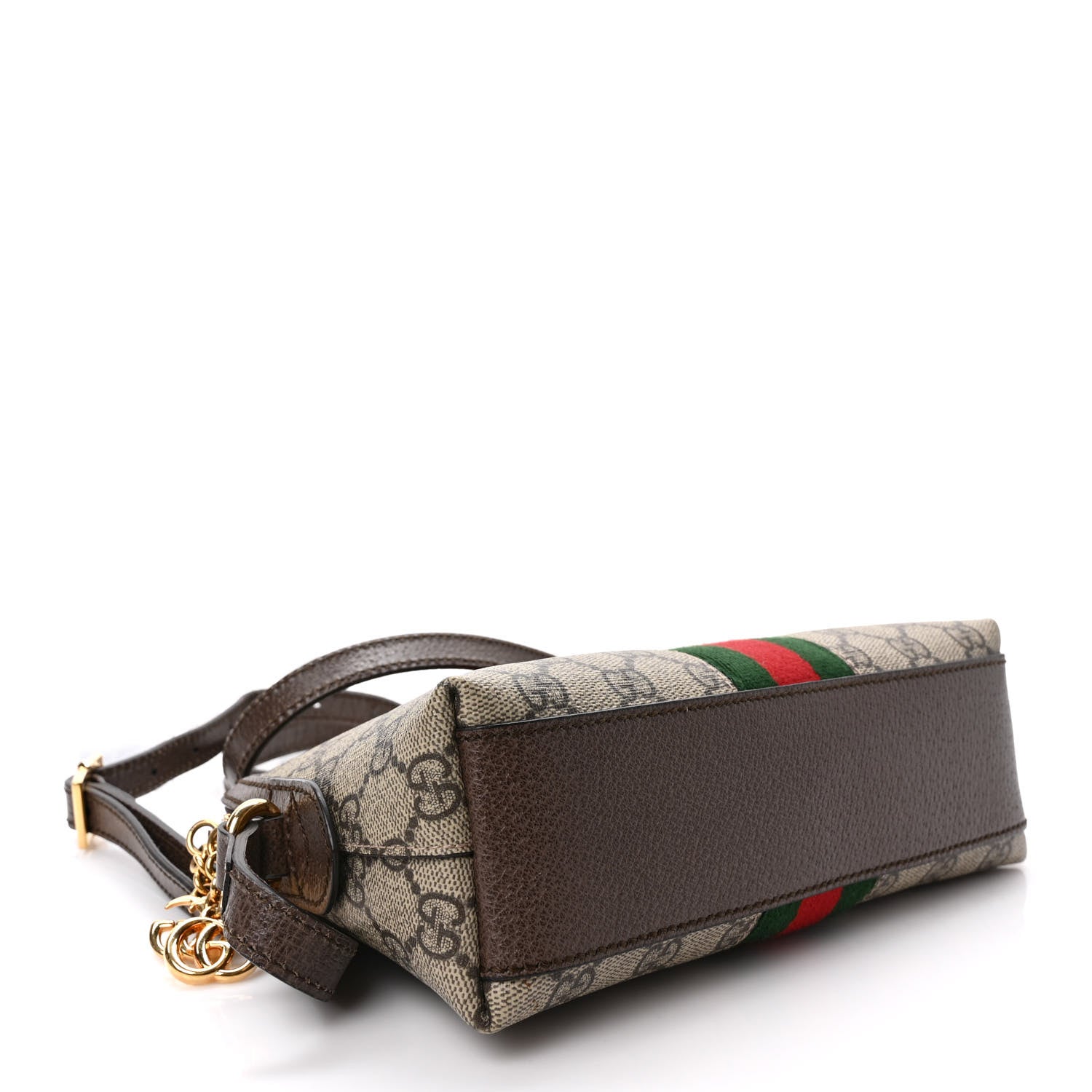 Gucci GG Supreme Monogram Textured Dollar Calfskin Web Small Ophidia Dome Shoulder Bag Beige Ebony New Acero 4 of 13