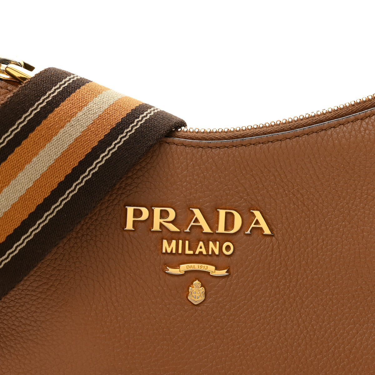 Vitello Phenix Small Zippered Messenger Hobo Caramel