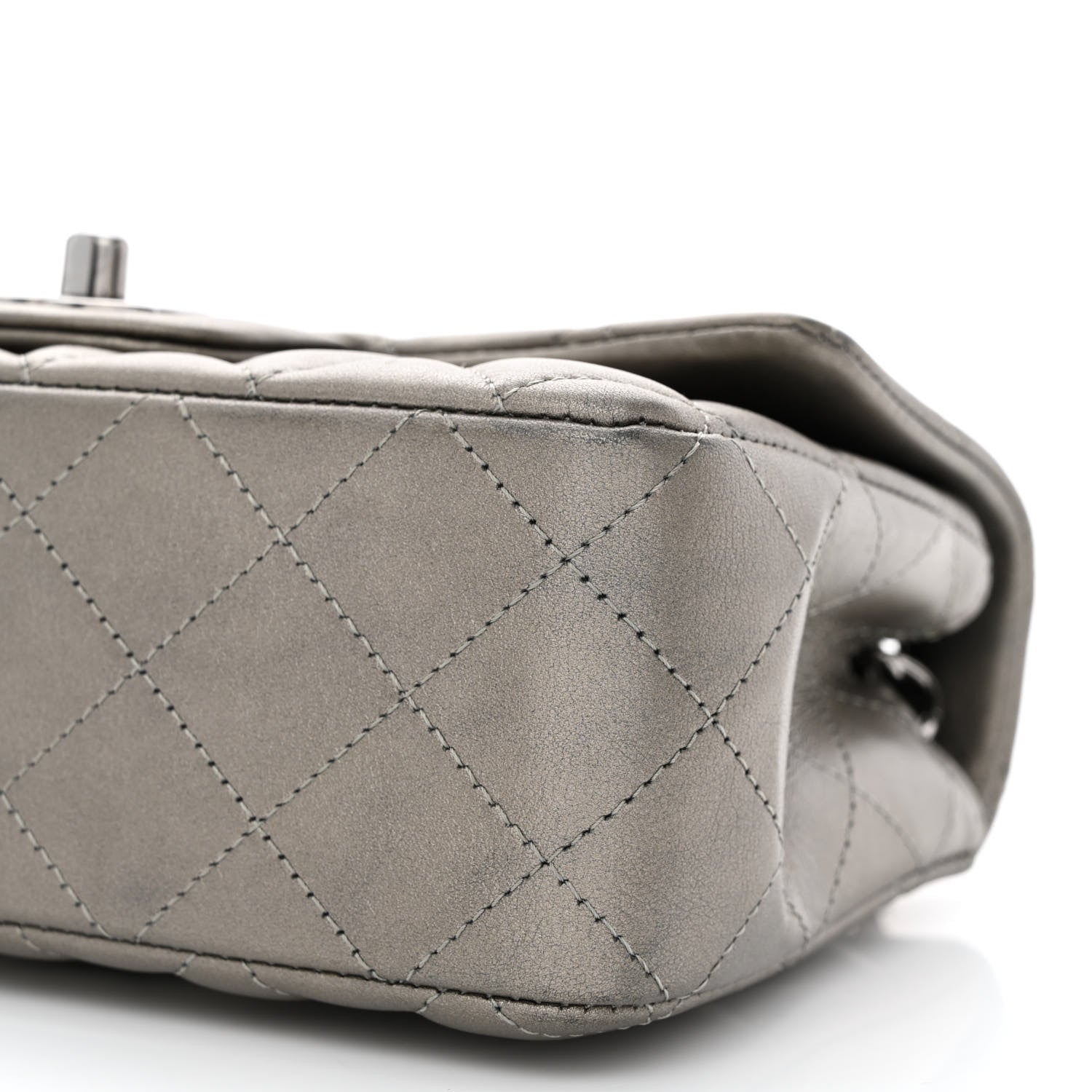 Chanel Metallic Lambskin Quilted Mini Rectangular Flap Ruthenium 10 of 11