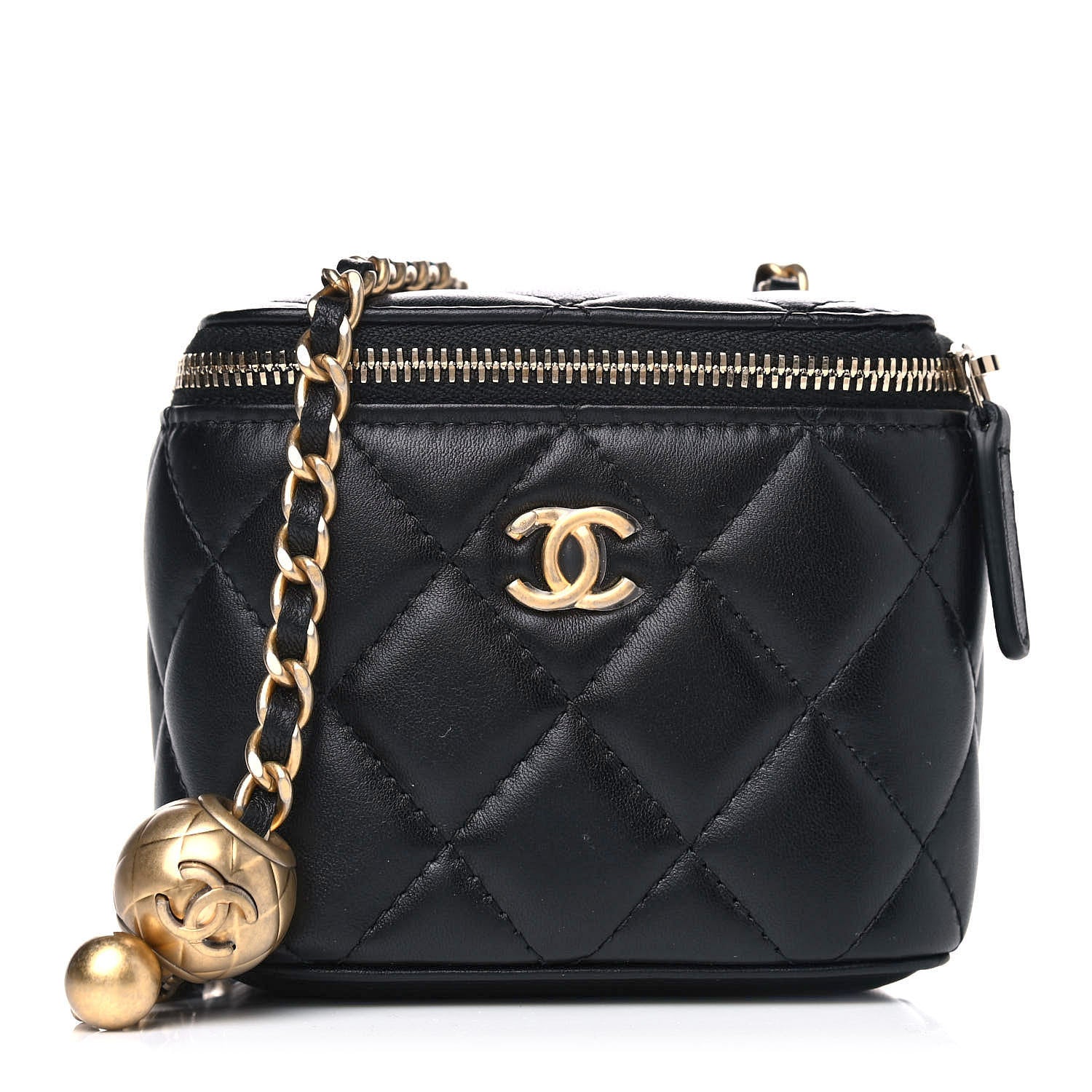 Chanel Lambskin Quilted Mini Pearl Crush Vanity Case With Chain Black 1 of 4