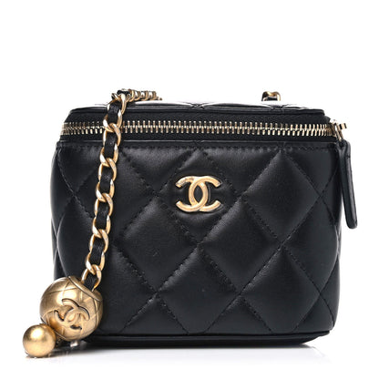 Chanel Lambskin Quilted Mini Pearl Crush Vanity Case With Chain Black 1 of 4