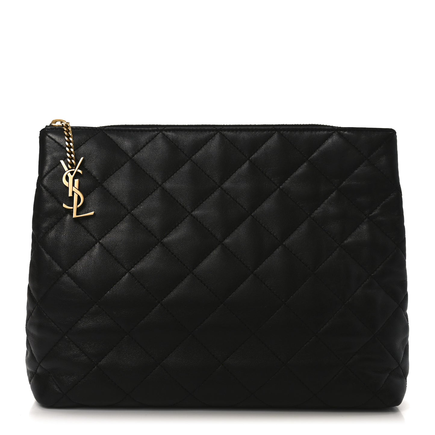 Calfskin Quilted Cassandre Large Cosmetic Pouch Black