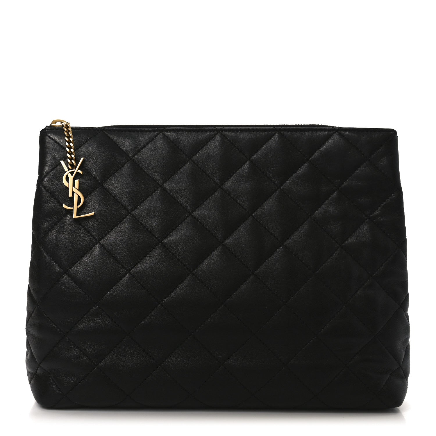 Saint Laurent Calfskin Quilted Cassandre Large Cosmetic Pouch Black 1 of 9