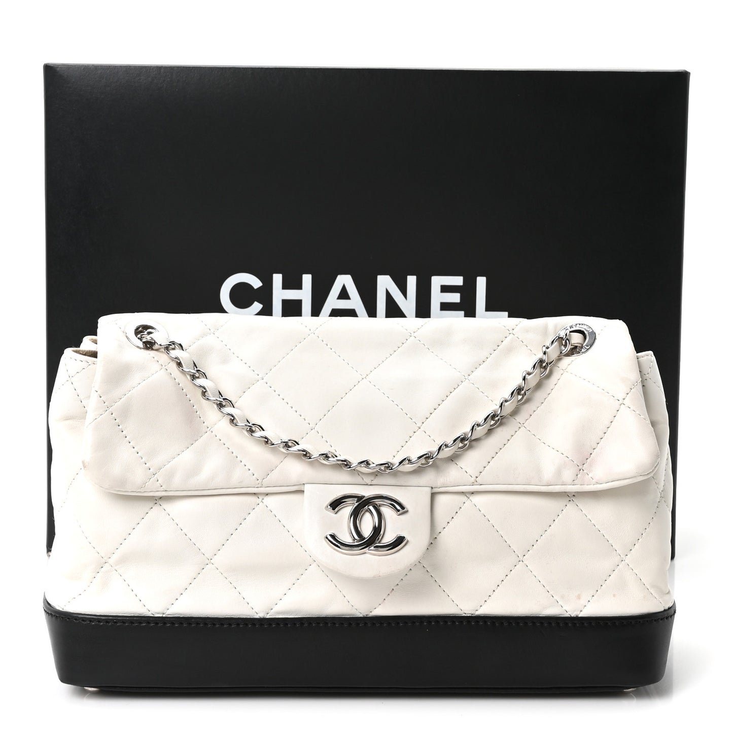 Calfskin Quilted VIP Flap White Black