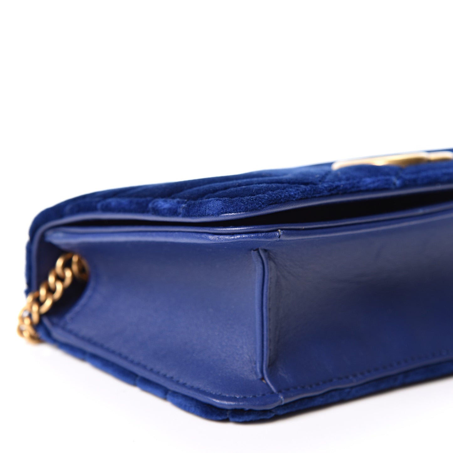 Velvet Matelasse GG Marmont Mini Bag Cobalt Blue