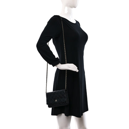 Chanel Lambskin Quilted Wallet On Chain WOC Black 2 of 10