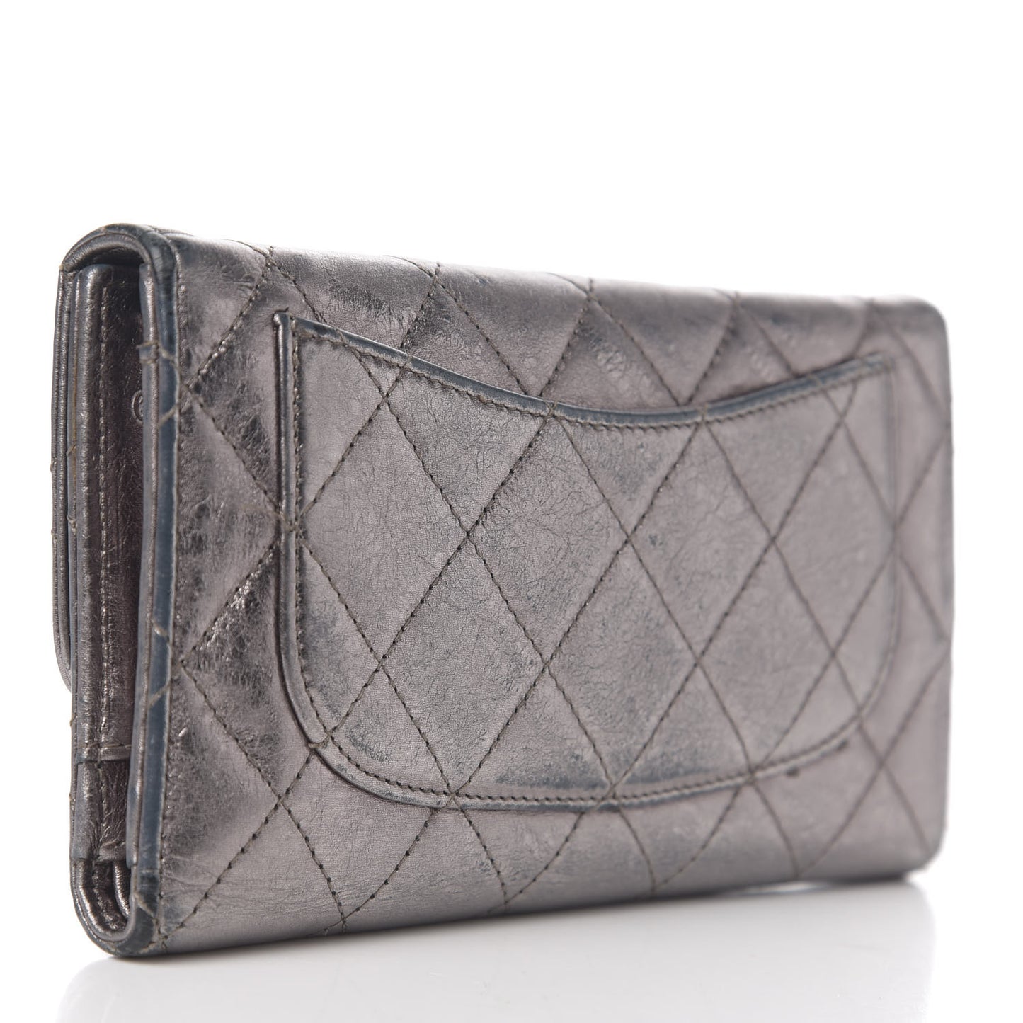 Metallic Aged Calfskin Quilted Reissue Long Flap Wallet