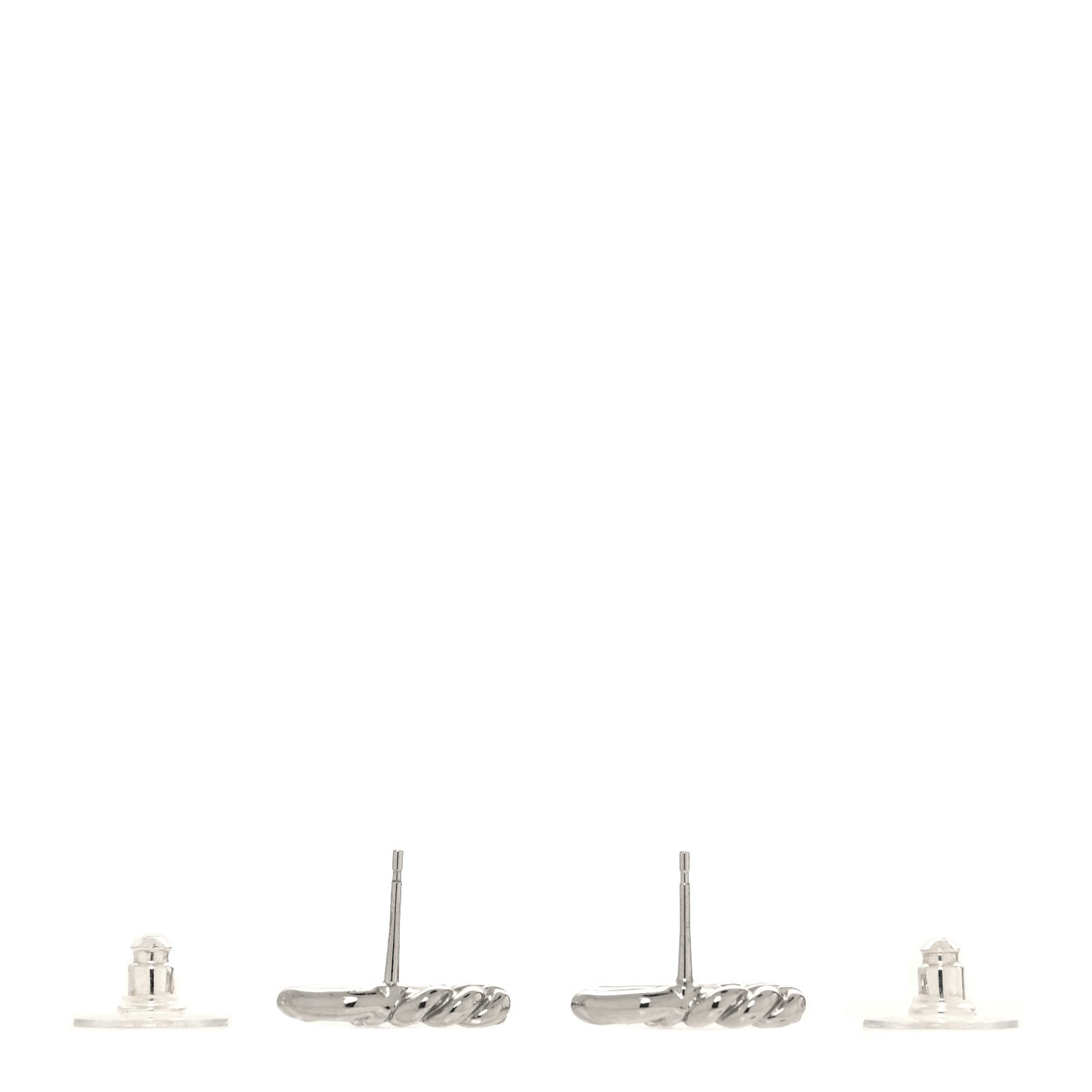 Metal CC Rope Earrings Silver