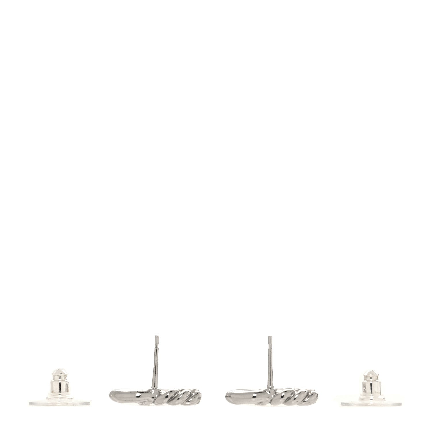 Chanel Metal CC Rope Earrings Silver 3 of 5