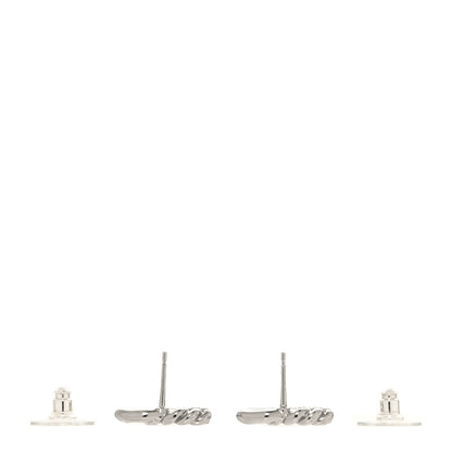 Chanel Metal CC Rope Earrings Silver 3 of 5