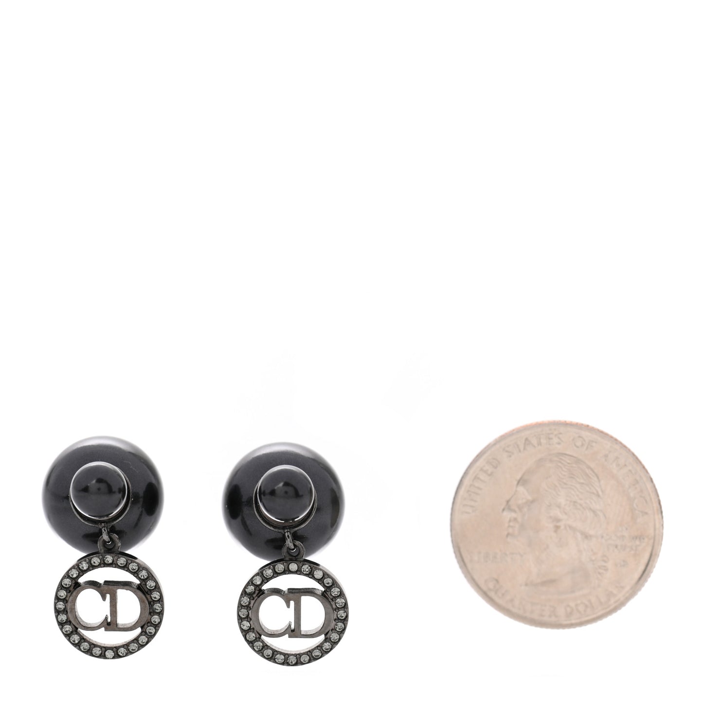 Crystal Pearl Logo Tribal Earrings Black