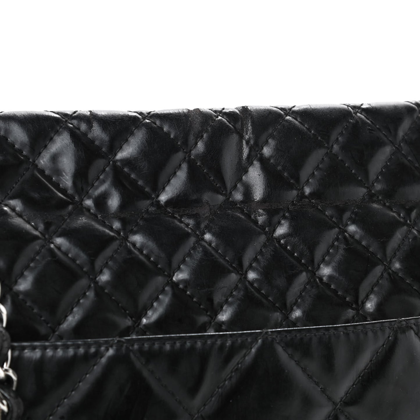 Vinyl Quilted In the Business Flap Bag Black