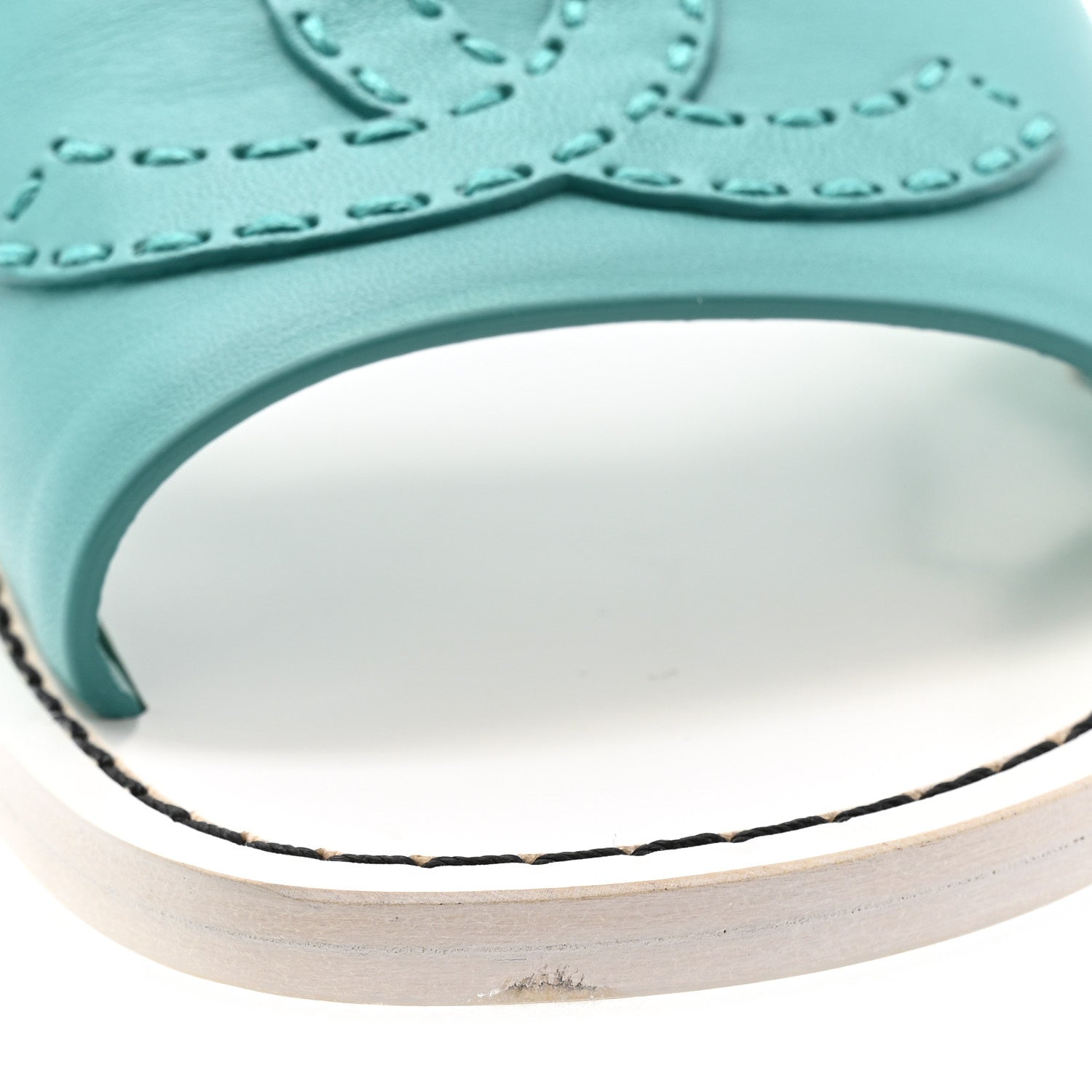 Chanel Calfskin CC Mules 39 Turquoise White 8 of 10