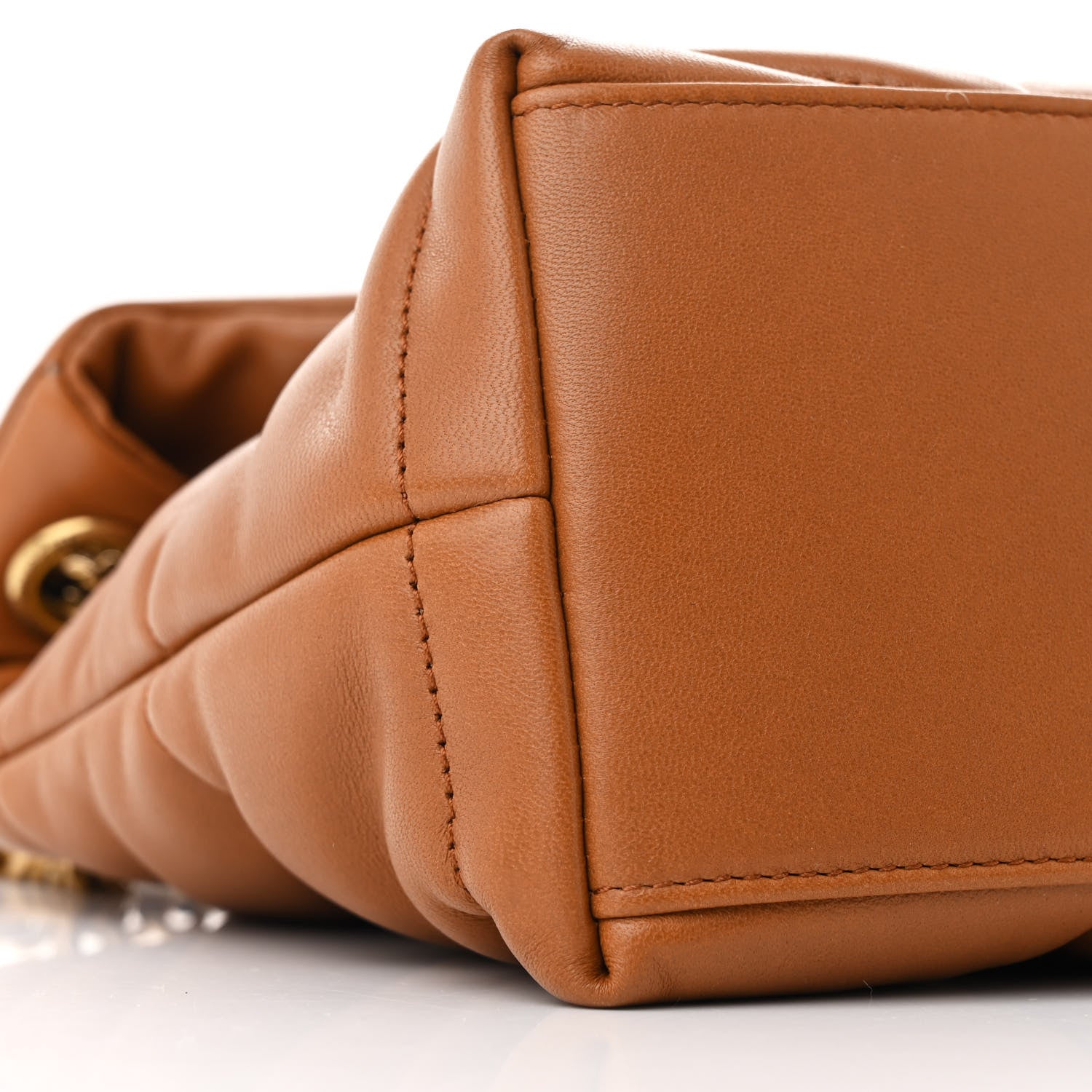 Saint Laurent Lambskin Quilted Small Loulou Puffer Monogram Chain Satchel Dark Honey 9 of 11